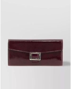 Roger Vivier Leather Wallet On Chain - Purple