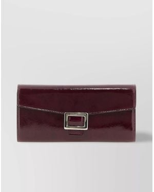 Roger Vivier Leather Wallet On Chain - Purple