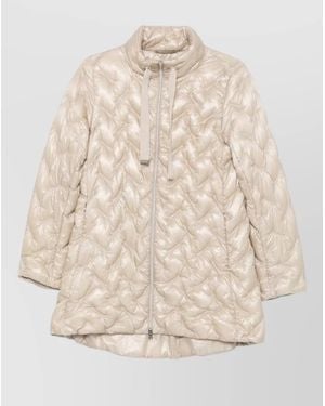 Herno Long Down Coat High Collar Quilted - Natural
