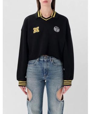 Off-White c/o Virgil Abloh Cropped Polo Fleece Top Relaxed Fit - Blue