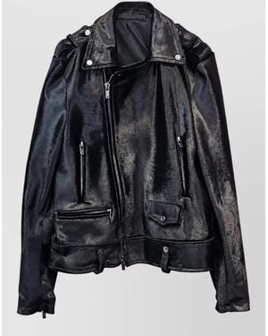 Salvatore Santoro Leather Biker Jacket - Black