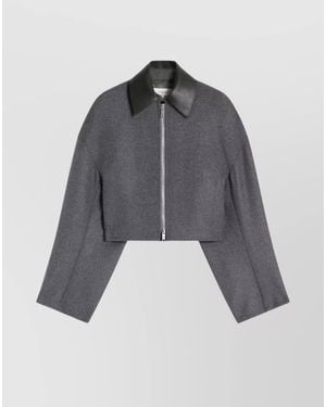 Sportmax Virgin Wool Cropped Boxy Jacket - Grey