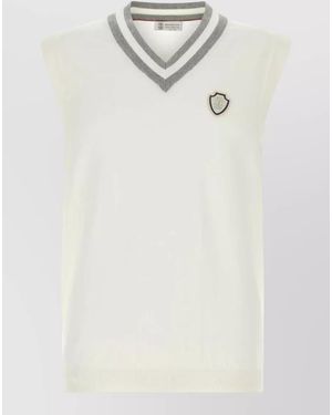 Brunello Cucinelli Cotton V-Neck Sleeveless Top - White