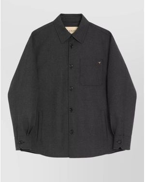 Valentino Wool Blend Shirt Jacket - Black