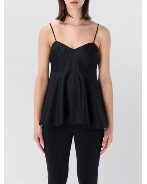 Rohe Bustier Top Flared Hem Satin Straps - Black
