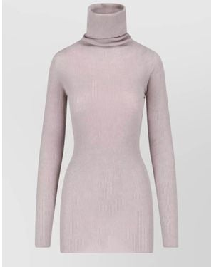 Rick Owens Ribbed Turtleneck Top Long Sleeve Style - Pink