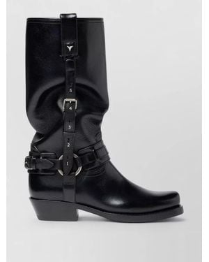 Fendi Leather Texan Boots - Black