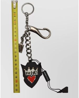 Dolce & Gabbana Leather Logo Keychain - White