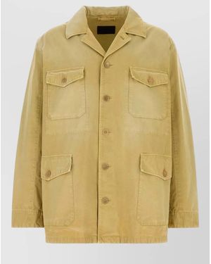 Prada Cotton Jacket Collared Design Four Pockets - Yellow