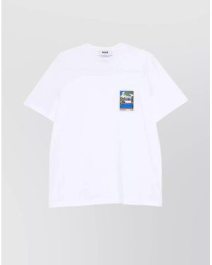 Tシャツ・カットソー MSGM VOLCANO COTTON JERSEY T-SHIRT MSGM Volcano Graphic Print Crew Neck T-Shirt in Blue for Men