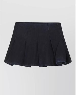DIESEL Pleated Denim Mini Shorts - Blue