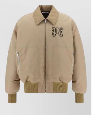 Palm Angels Polyamide Single Breasted Coat - Natural
