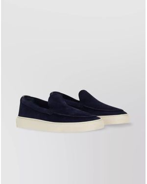 Woolrich Slip On Suede Loafers With Rubber Sole - Blue