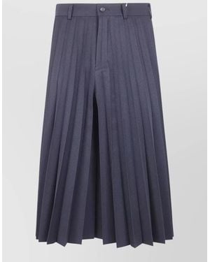 Comme des Garçons Pleated Bermuda Pants Featuring Belt Loops - Blue