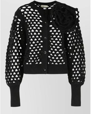 Blumarine Openwork Wool Cardigan - Black