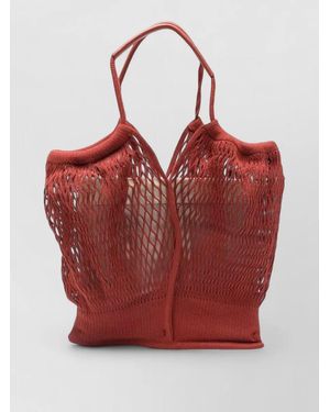 Hereu Cotton And Lambskin Tote Bag - Red
