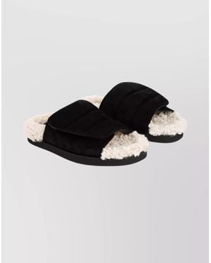 Gia Borghini Suede Fur-Lined Sandals - Black