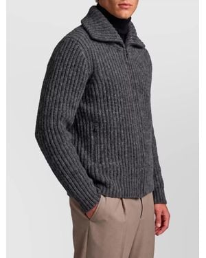Roberto Collina Ribbed Wool Zip Jacket - Grey