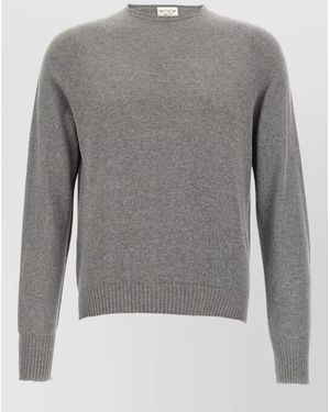 Ma'ry'ya Cashmere Cotton Crew Neck Long Sleeve Jumper - Grey