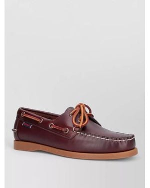 Sebago Lace Up Moccasins Rubber Sole Detail - Red