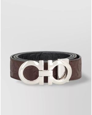 Ferragamo Leather Reversible Belt - Metallic
