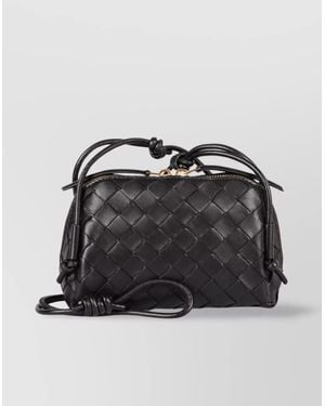 Bottega Veneta Woven Knots Leather Cross-Body Bag - Black