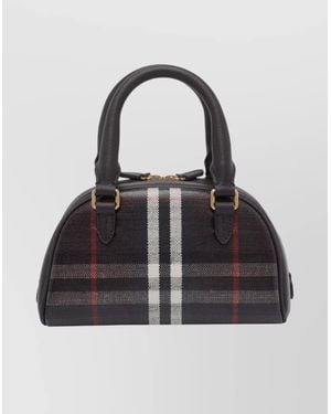 Burberry Mini Bowling Bag Check Pattern - Black