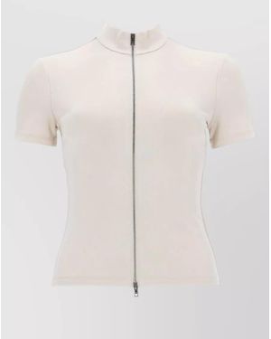 Alexander Wang Mock Neck Short Sleeve Top - Natural