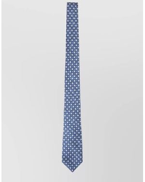 Kiton Slim Tie Pointed Tip Floral Pattern - Blue