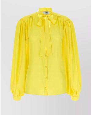 MSGM Silk Bow Blouse - Yellow