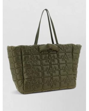 Ganni Re Tech Xxl Tote Shoulder Shopping Bag - Green