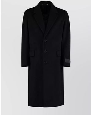 Valentino Wool Blend Coat With Back Slit Hem - Black