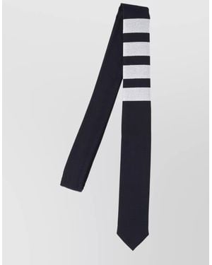 Thom Browne Striped Tie Soft Texture Adjustable Length - White