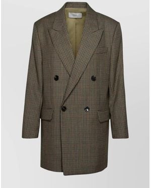 Ami Paris Virgin Wool Double-Breasted Oversized Jacket - Green
