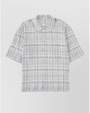 sunflower Checked Short-Sleeve Shirt - White