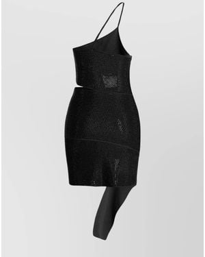 ANDREADAMO Sequin One-Shoulder Mini Dress - Black