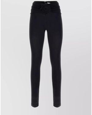 Magda Butrym Draped Floral-Patch Leggings - Blue