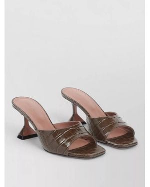 AMINA MUADDI Lupita 70 Leather Square Toe Mules - Pink