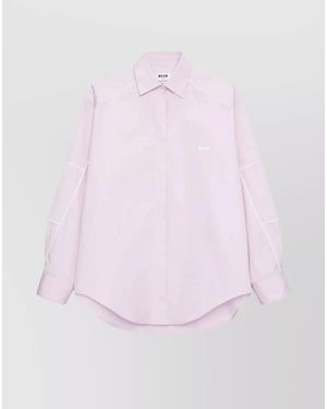 MSGM Oversized Cotton Shirt - Pink