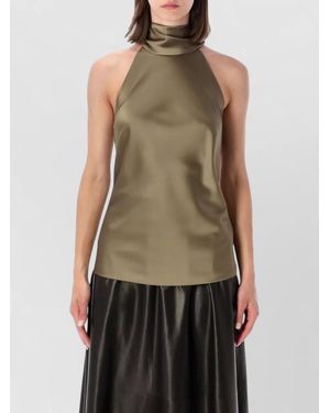 Ralph Lauren Halter Neck Satin Sleeveless Tie Back Top - Green