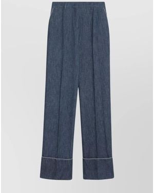 Valentino Denim Wide-Leg Trousers - Blue