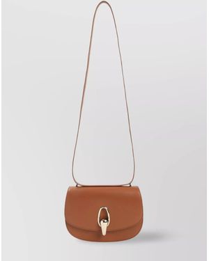 Giorgio Armani Calf Leather Shoulder Bag With Golden-Toned Hardware - White