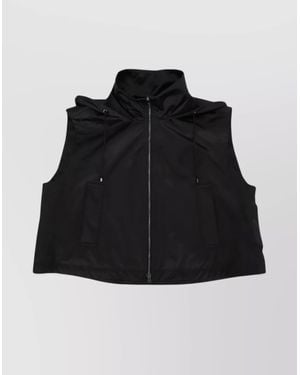 Fendi Leisure Hooded Vest Logo - Black