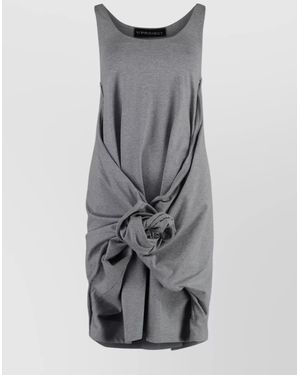 Y. Project Embroidered Cotton Mini Dress - Grey