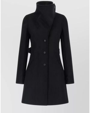 Courreges Wool Silk Asymmetric Single Breasted Coat - Blue