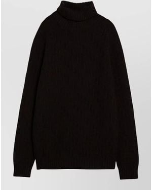 Prada Turtleneck Sweater Knitted Cuffs And Hem - Black
