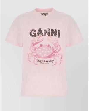 Ganni Cotton T-Shirt - Pink