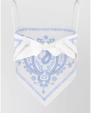 Self-Portrait Embroidered Asymmetric Blouse - Blue