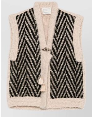 forte_forte Chevron Sleeveless Waistcoat - Black