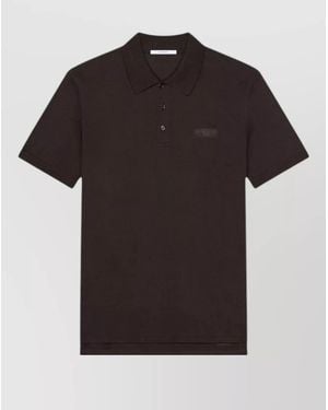 Givenchy Cotton Polo Shirt Logo Front Design - Black
